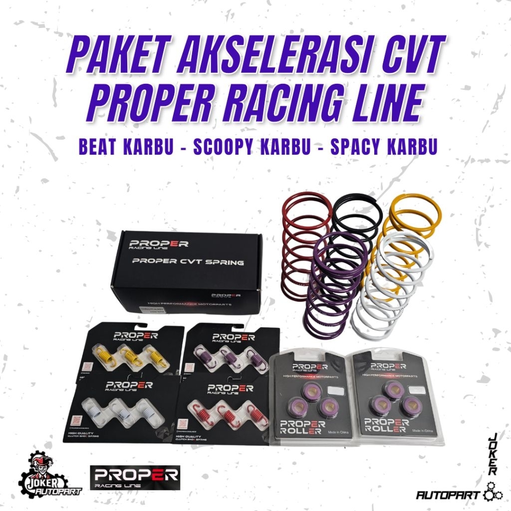 PROPER RACING LINE Paket Upgrade CVT Beat Karbu Scoopy Karbu Spacy Karbu Karburator KVY Upgrade Kiri