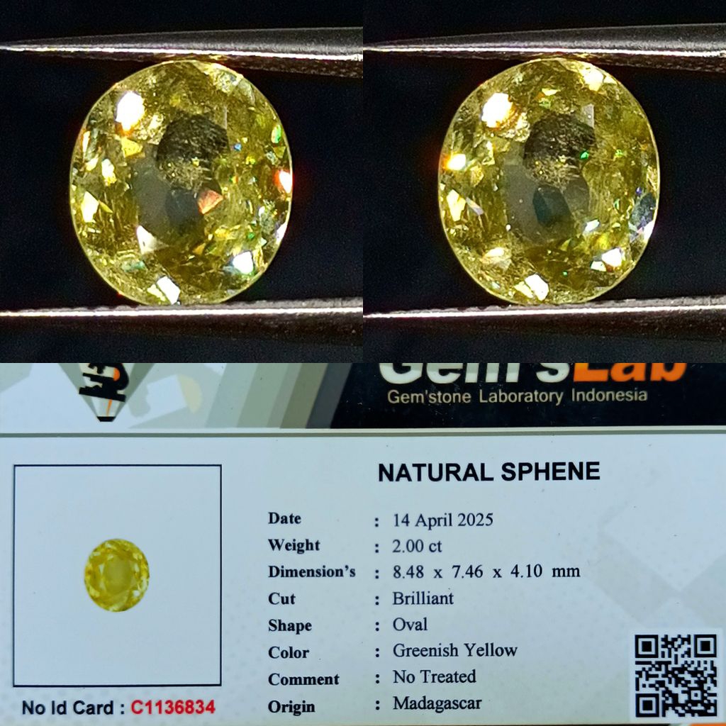 NATURAL SPHENE RAINBOW MADAGASCAR MEMO GLI LAB ID