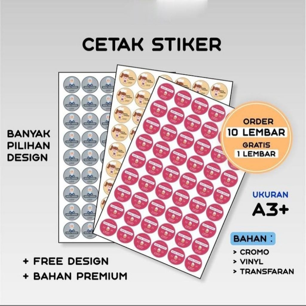 Jasa/Pembuatan Stiker A3+ Custom/BebasDesain
