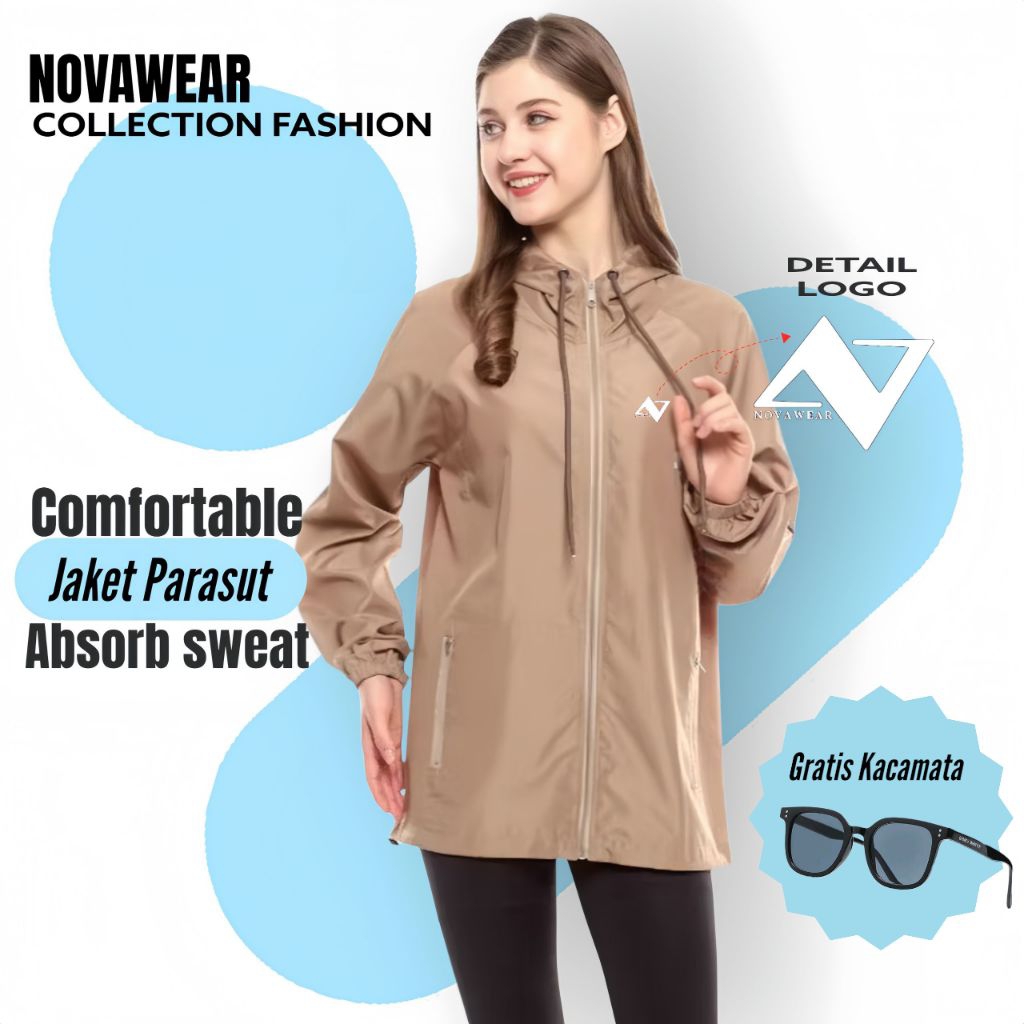 NOVAWEAR - GRATIS KACAMATA TERMURAH Jaket Parasut Waterproof Jaket Olahraga Pria Wanita TerbaruJaket