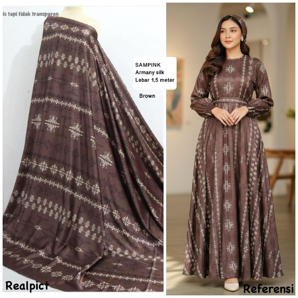 kain meteran bahan armany silk/motif batik modern/kain sarimbit/seragaman keluarga/bridesmaid/bahan 