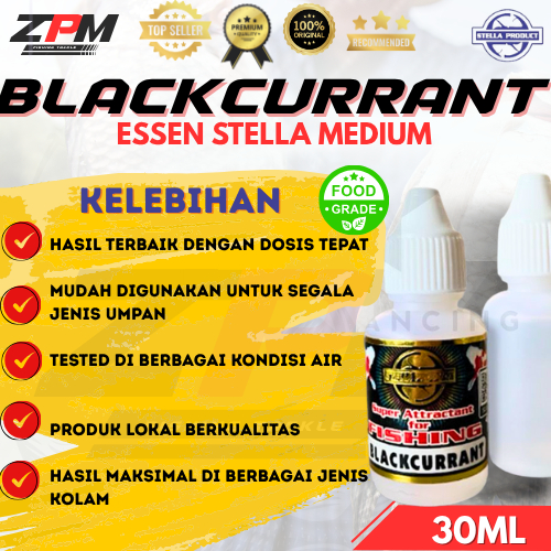 Essen Pancing stella blackcurrant 30ml aroma buah ikan mas patin bawal nila mujaer