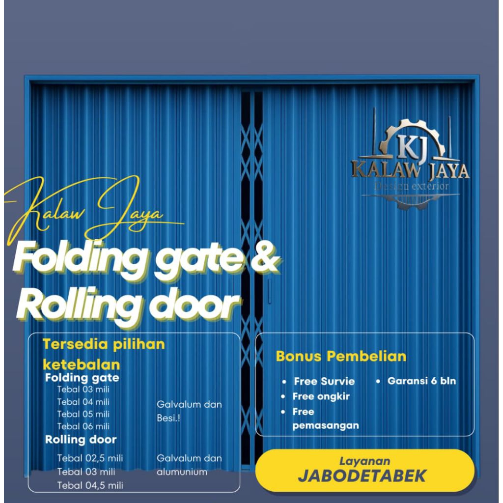 Folding Gate & Rolling Door Full Plat Besi Tebal – Perlindungan Maksimal untuk Bangunan Anda