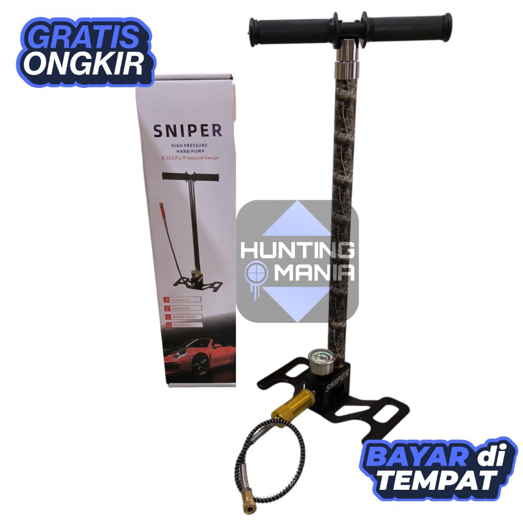 Pompa PCP Sniper 4 Stage Camo Kaki Lipat | Pompa PCP 6000 Psi | Pompa PCP Sniper QD | Pompa PCP