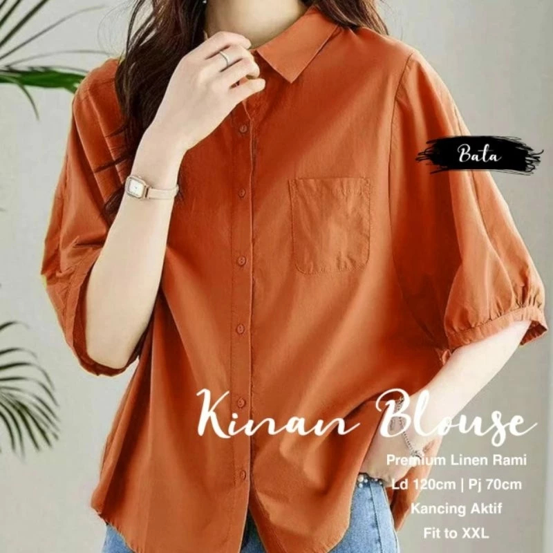 Baju atasan blouse lengan 3/4 jumbo ld 120 cm / Kinan blouse
