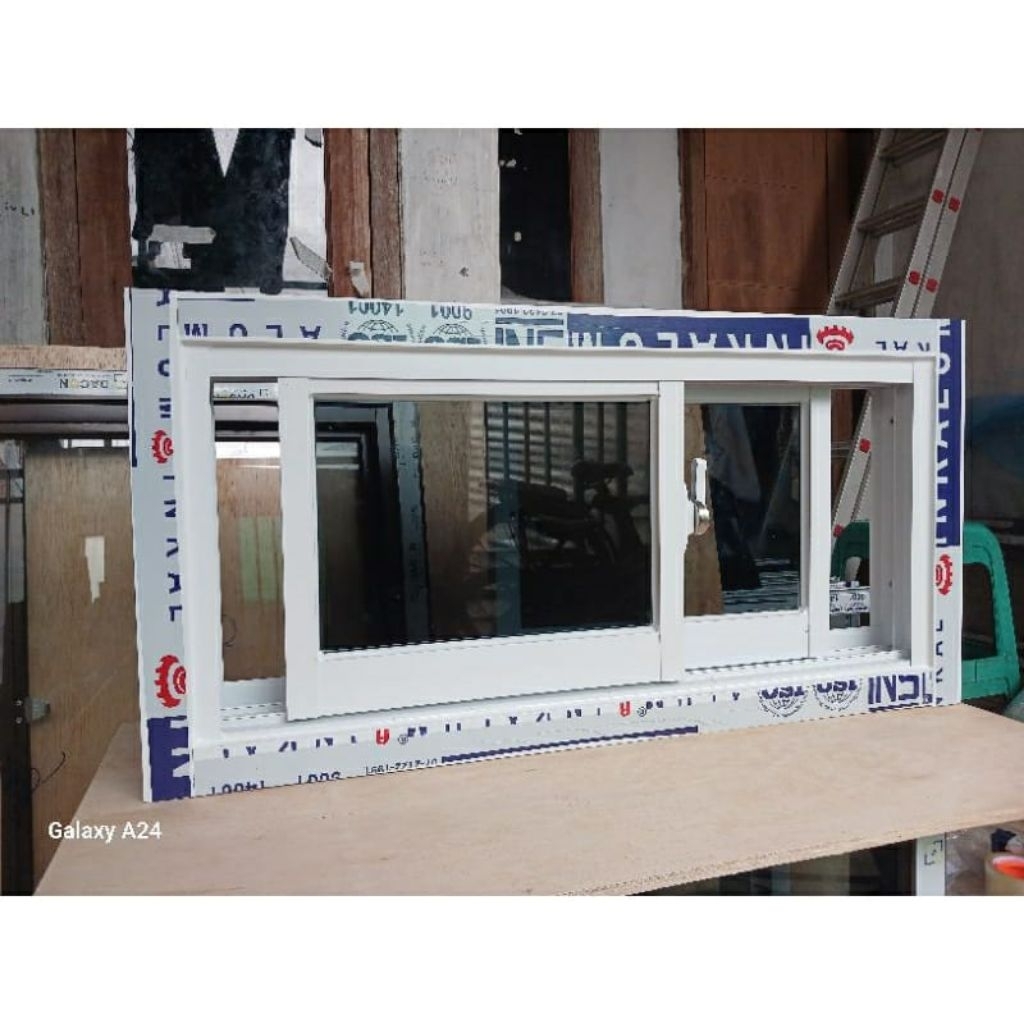 Kusen+jendela sleding aluminium kusen 3inch kaca 5mm bisa custom ukuran free packing