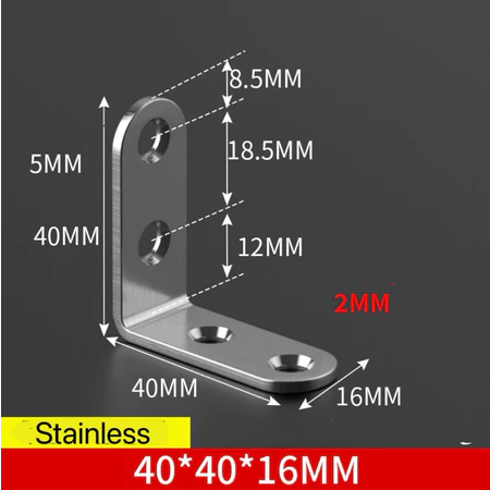 Plat Siku L Rak STAINLESS SUS-304 Plat Siku L Bracket Siku Penyangga Rak Dinding Siku Ambalan (40X40