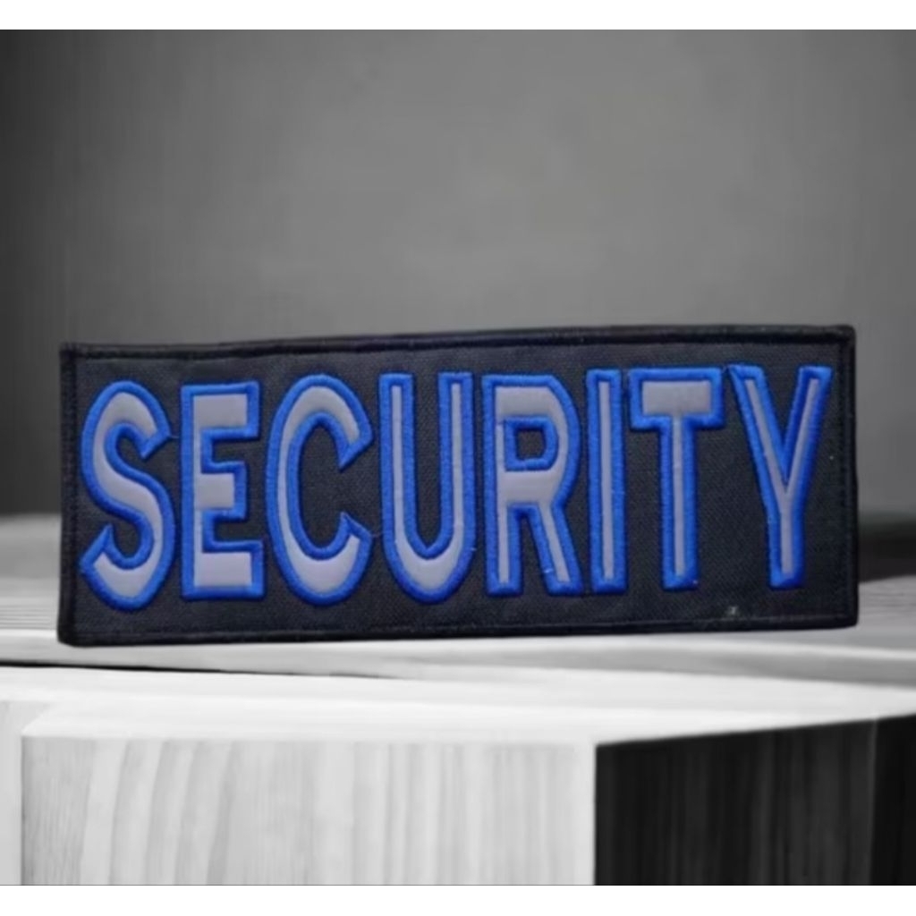 Logo Bordir Komputer Security Satpam Skotlight Tri M menyala Jika Terkena Cahaya Timbul Untuk Rompi 