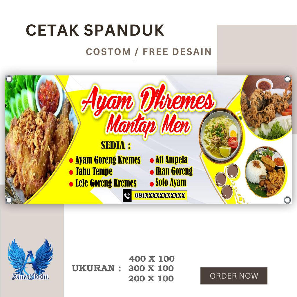 Spanduk Banner AYAM KREMES AYAM GEPREK BISA REQUEST.F