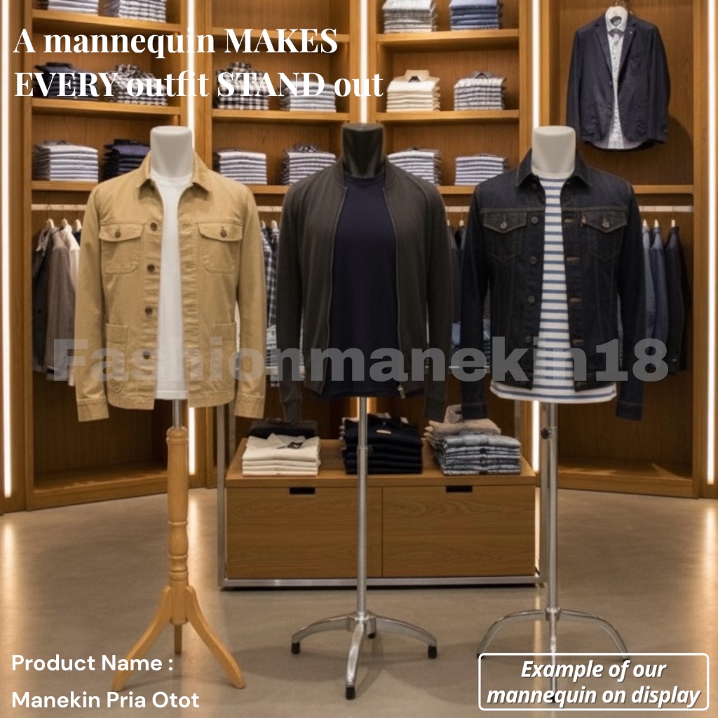 MANEKIN PRIA OTOT DEWASA SETENGAH BADAN + PATUNG BAJU PRIA + PATUNG PRIA PLASTIK + DISPLAY BAJU PRIA