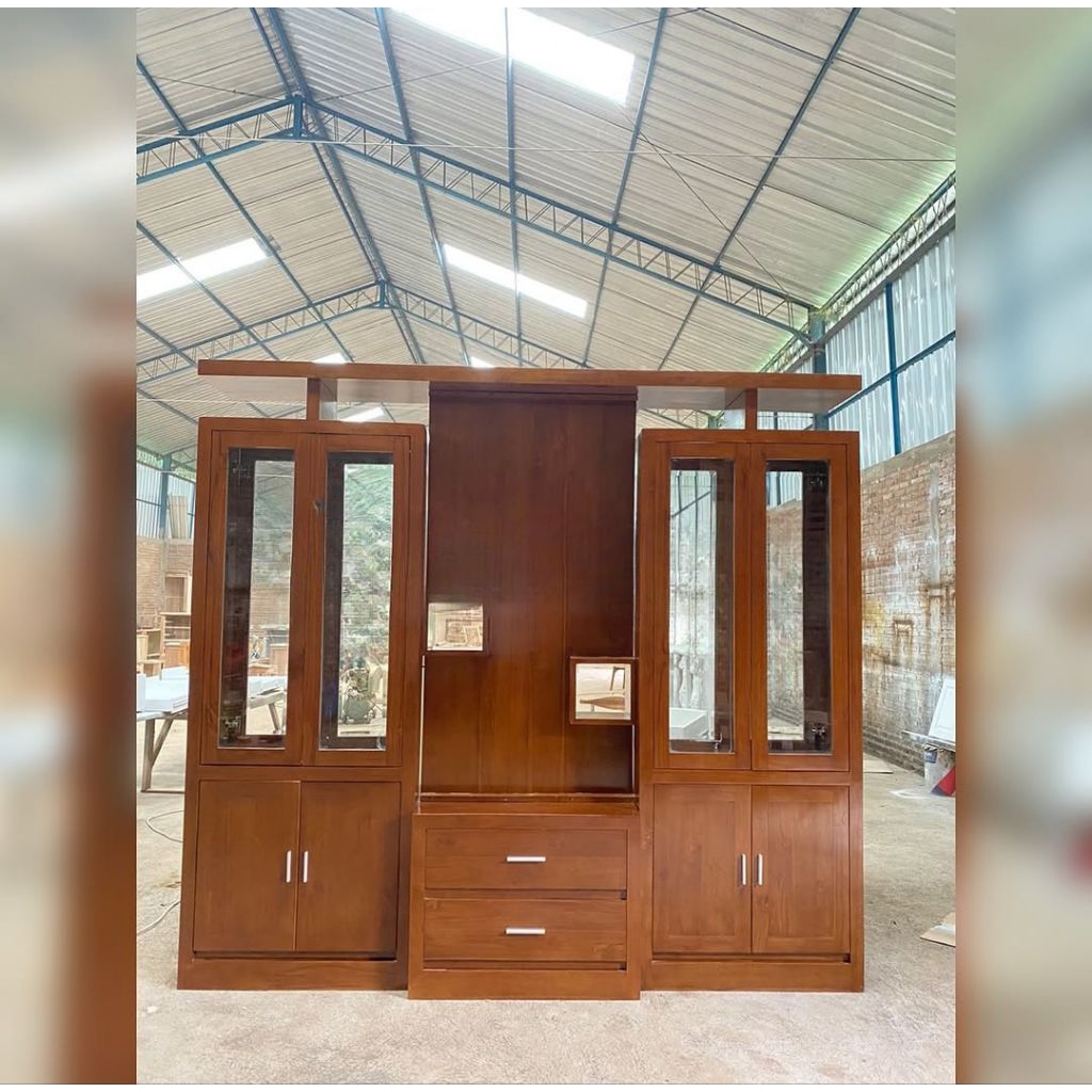 bufet partisi jati, bufet tv penyekat ruangan kayu jati