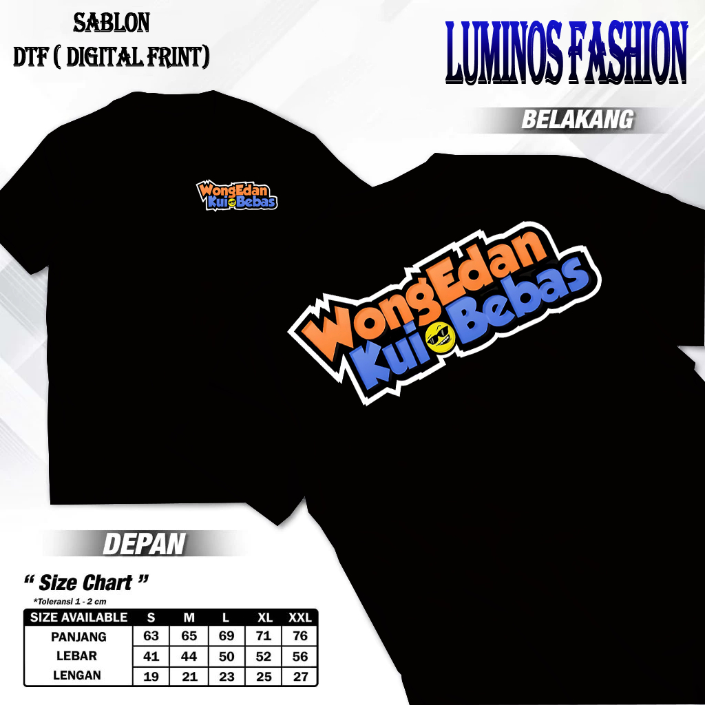 Luminosfashion12 Kaos Kata Kata Viral Wong Edan Kui Bebas Kaso Distro PRia Wanita Nyamab TEbal Combe