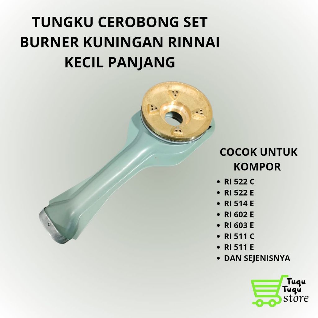 TUNGKU CEROBONG GALVALUM SET BURNER KUNINGAN RINNAI /RINNAI KECIL PANJANG/KOMPOR GAS 2 TUNGKU