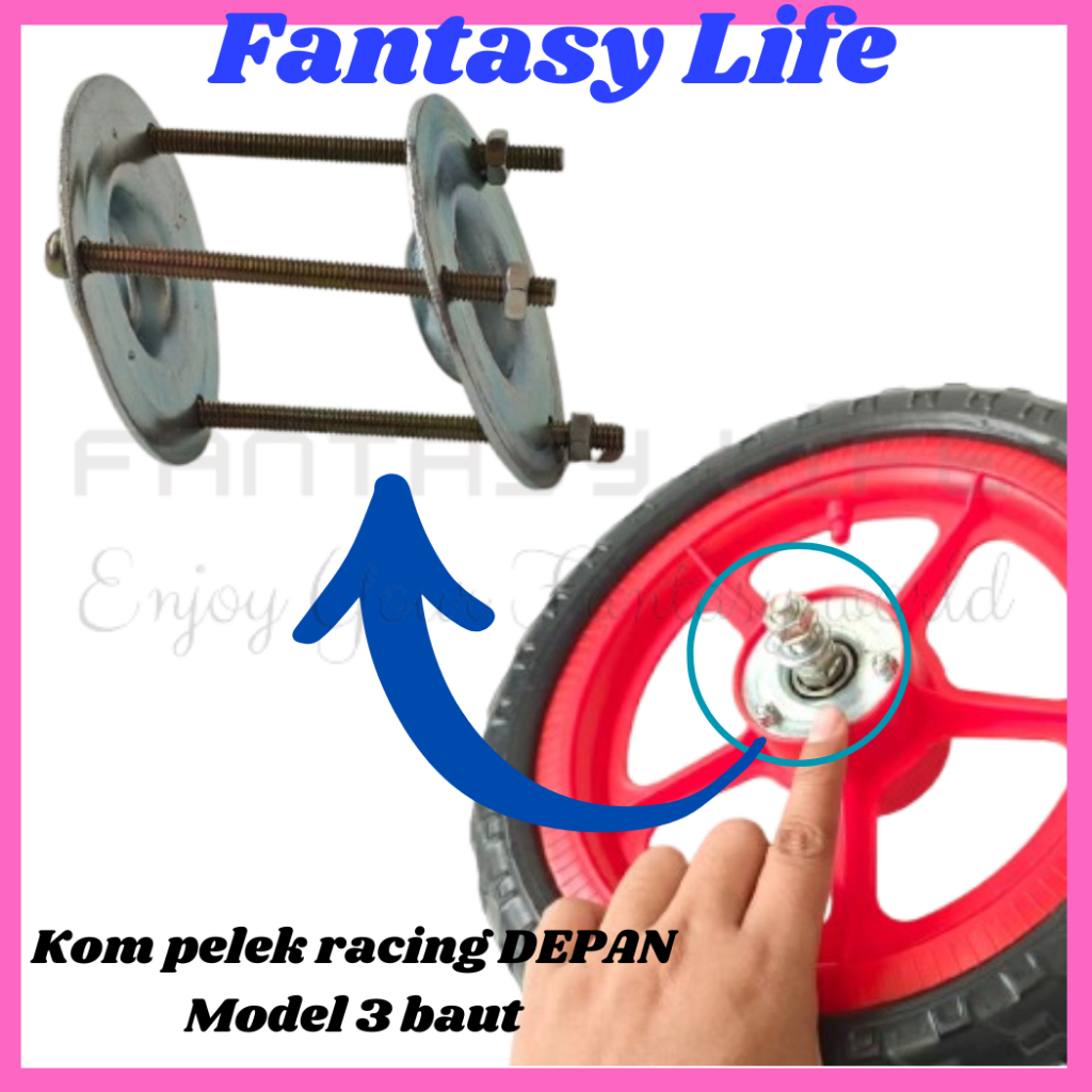 Fantasy kom komp mangkok pelek DEPAN model 3 baut sepeda anak ban busa buta ukuran 12