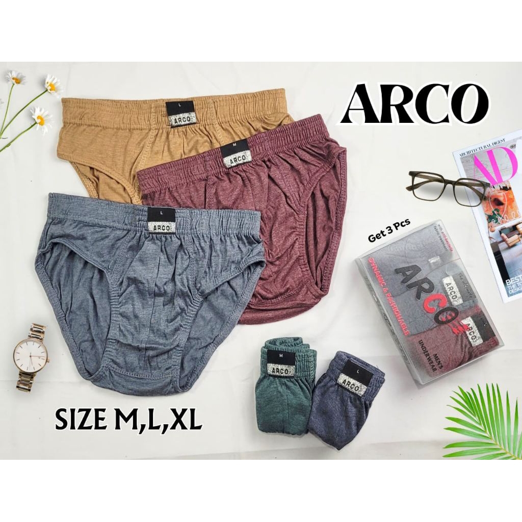 Celana Dalam Pria ARCO Katun Lembut Nyaman Anti Gerah – 3 Pcs / Pa ck (M L XL)