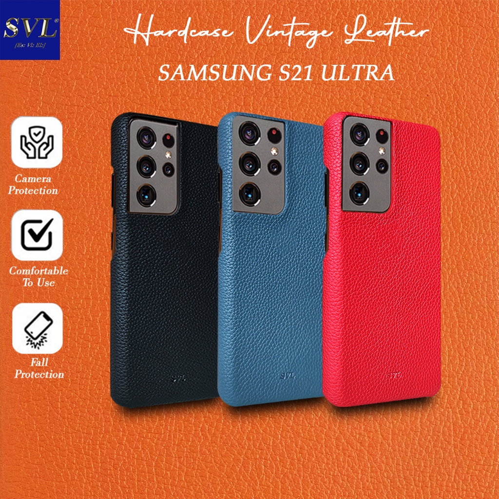 [ CUCI GUDANG ] Case For  Samsung S21 ultra Hardcase SVL Vintage Leather Casing Kulit Microfiber