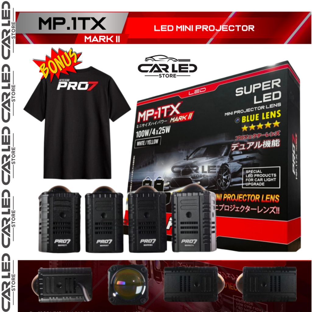[BONUS KAOS] MINI PROJECTOR PRO7 MP1TX MARK 2 MP.1TX MARK II CRYSTAL LENS 25Wx4 100W