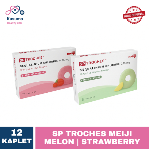 SP Troches Meiji 12 Tablet Rasa Strawberry dan Melon / Sp Troches