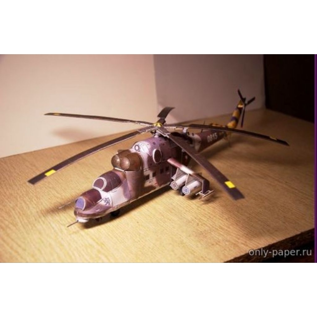 Lembaran pola papercraft Helikopter Mi-24 Hind skala 48 (3PQ-A19)