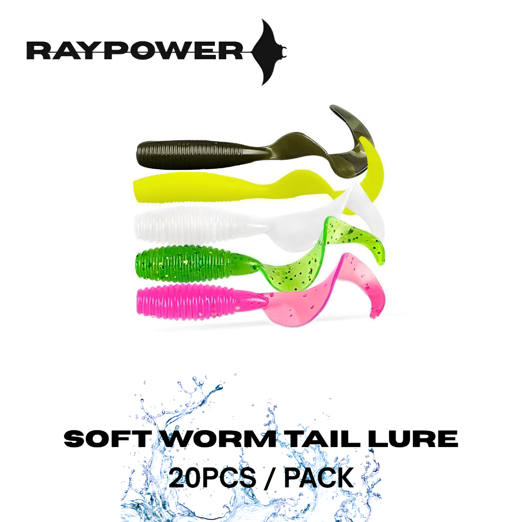 RAYPOWER  Soft Lure Ekor Cacing Karet Lentur isi 20pcs Umpan Lunak Realistis Soft Worm Tail Lure