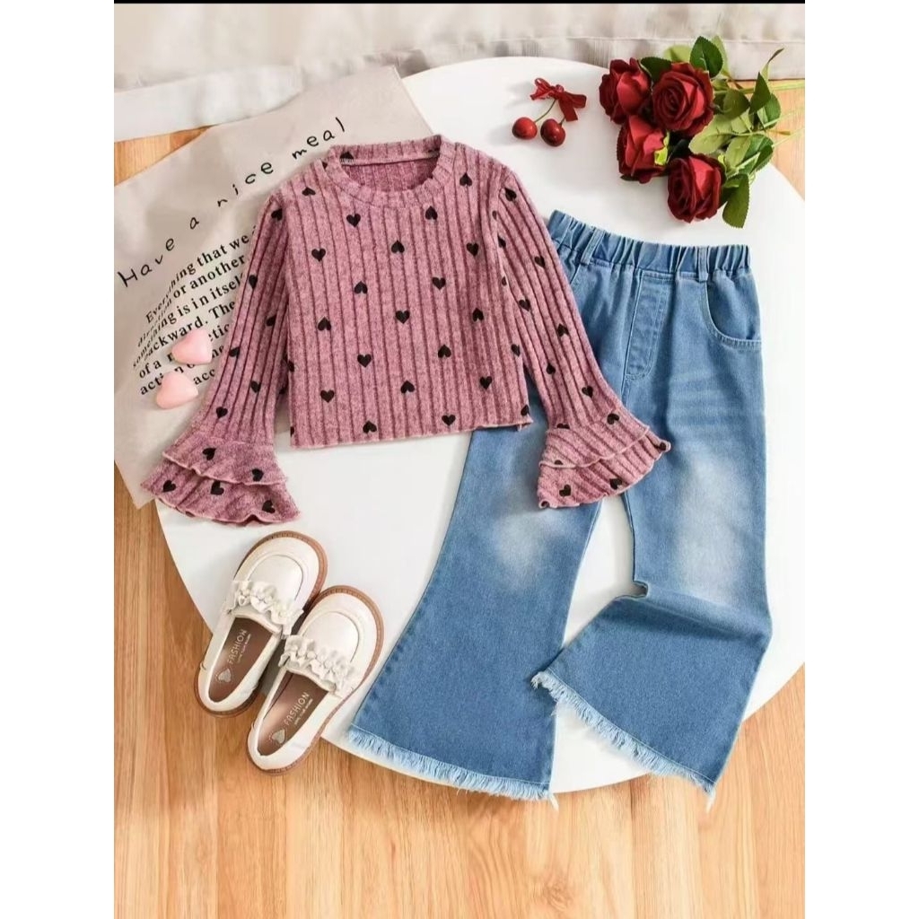 ONE SET SHEIN KIDS LOVE CUTE IMPORT 4-6T