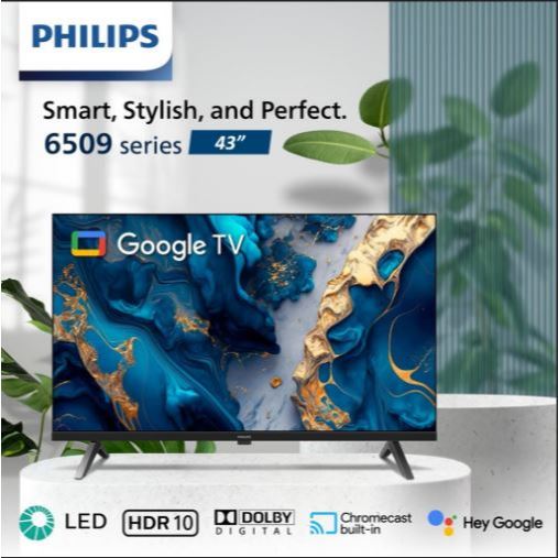 100% BARU TV LED Philips 43PFT6509 43 Inch FHD Google TV Youtube Google Assistant Bluetooht PlayStor