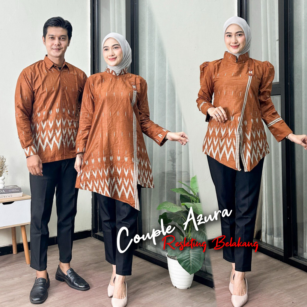 Atasan Tunik Blouse Batik Wanita Azura Kemeja Batik Pria