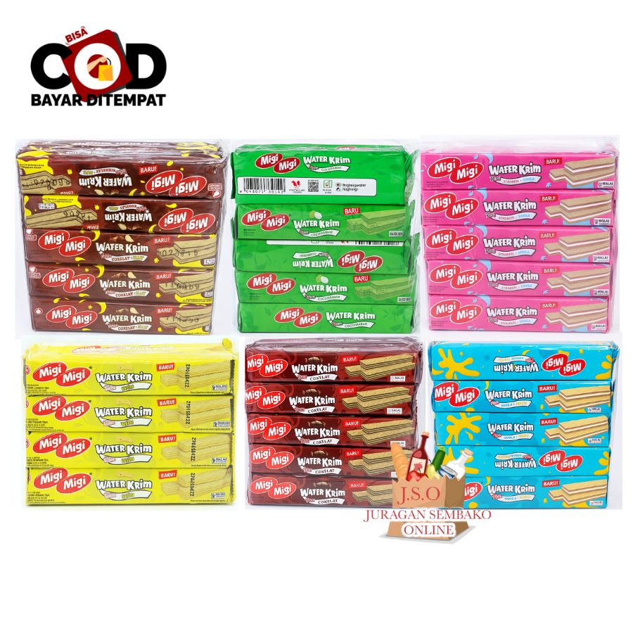 [ JSO ] Migi Migi Wafer Krim Pack Isi 10 X 10gr Migimigi Keju Cokelat Cocopandan Vanilacokelat Mocca