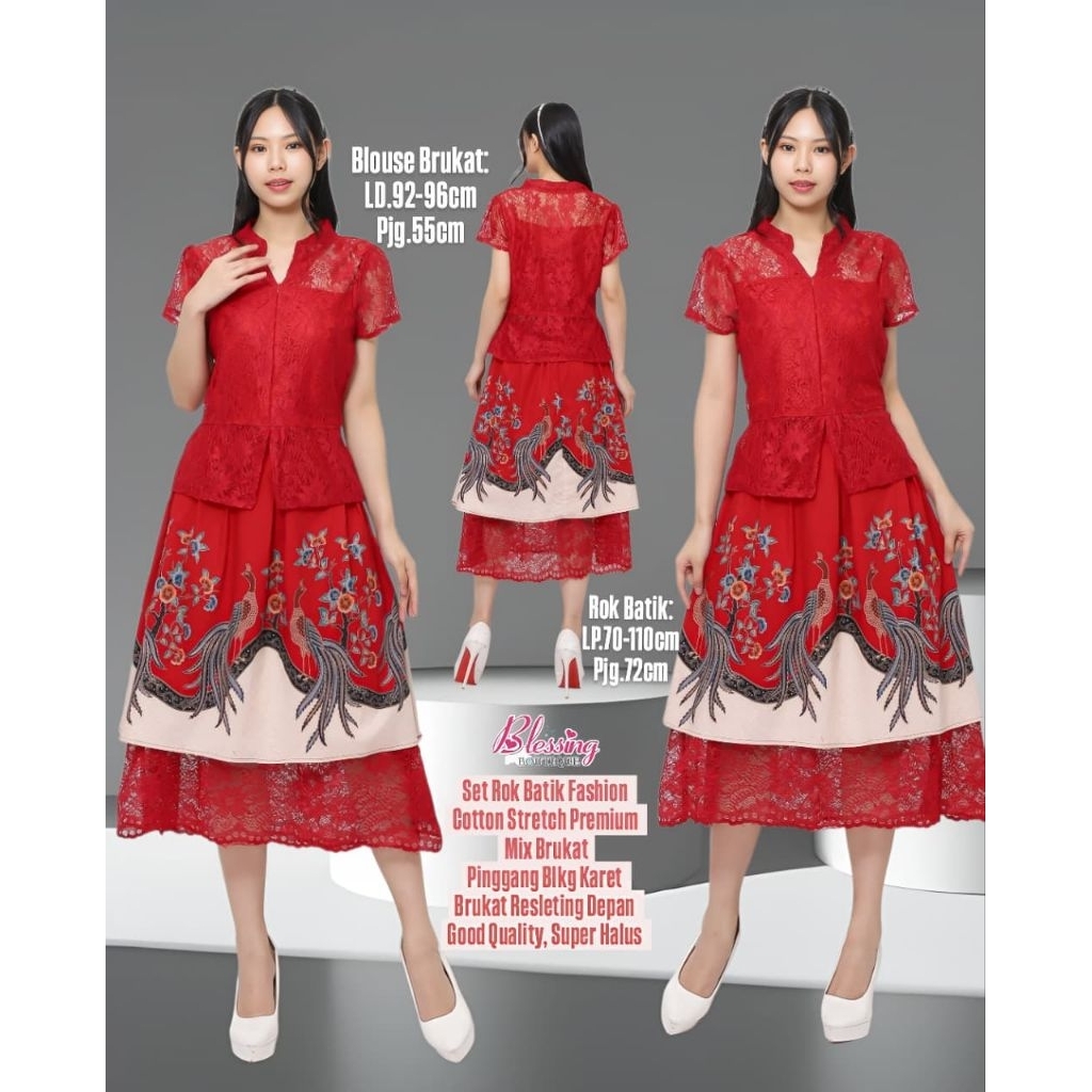 Setelan batik mix brukat modern terbaru model kebaya modern pesta