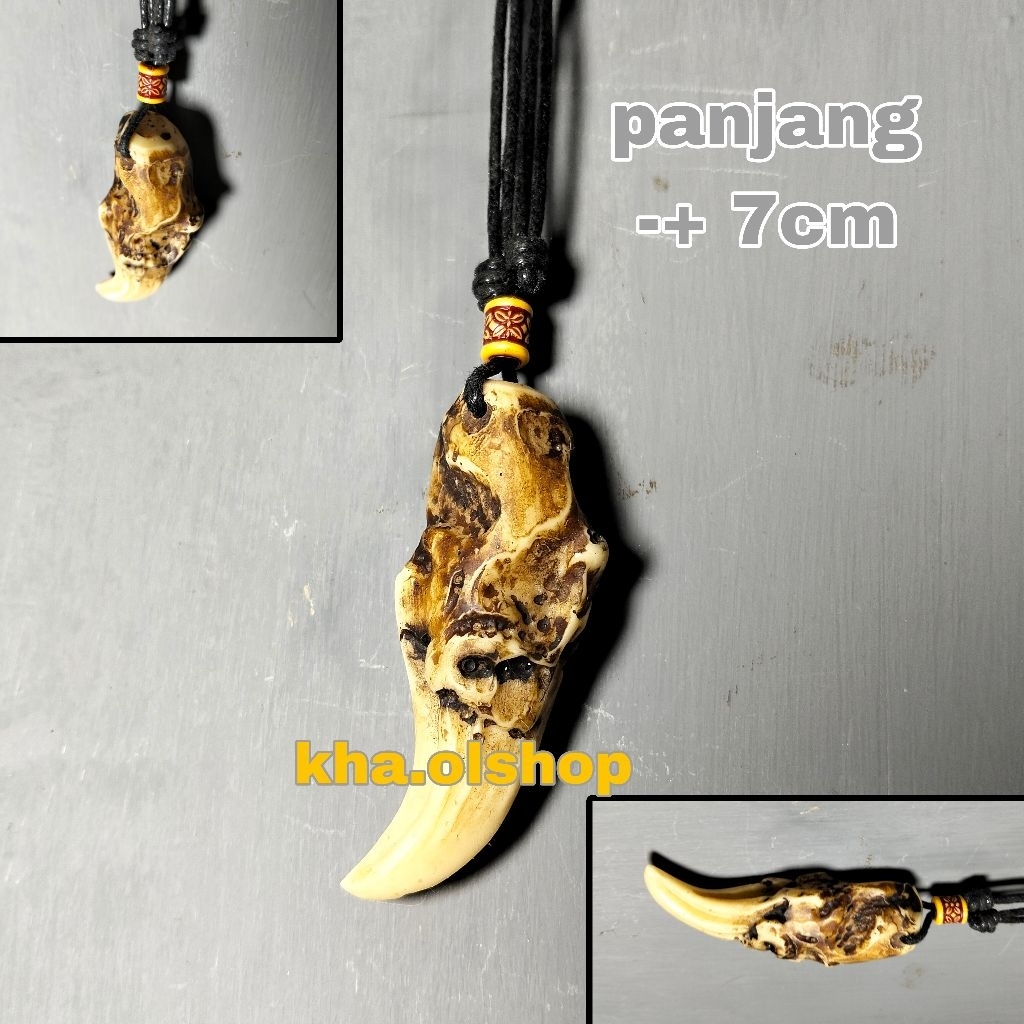 Kalung Etnik Taring Macan Ngurak Buatan Panjang -+ 7Cm