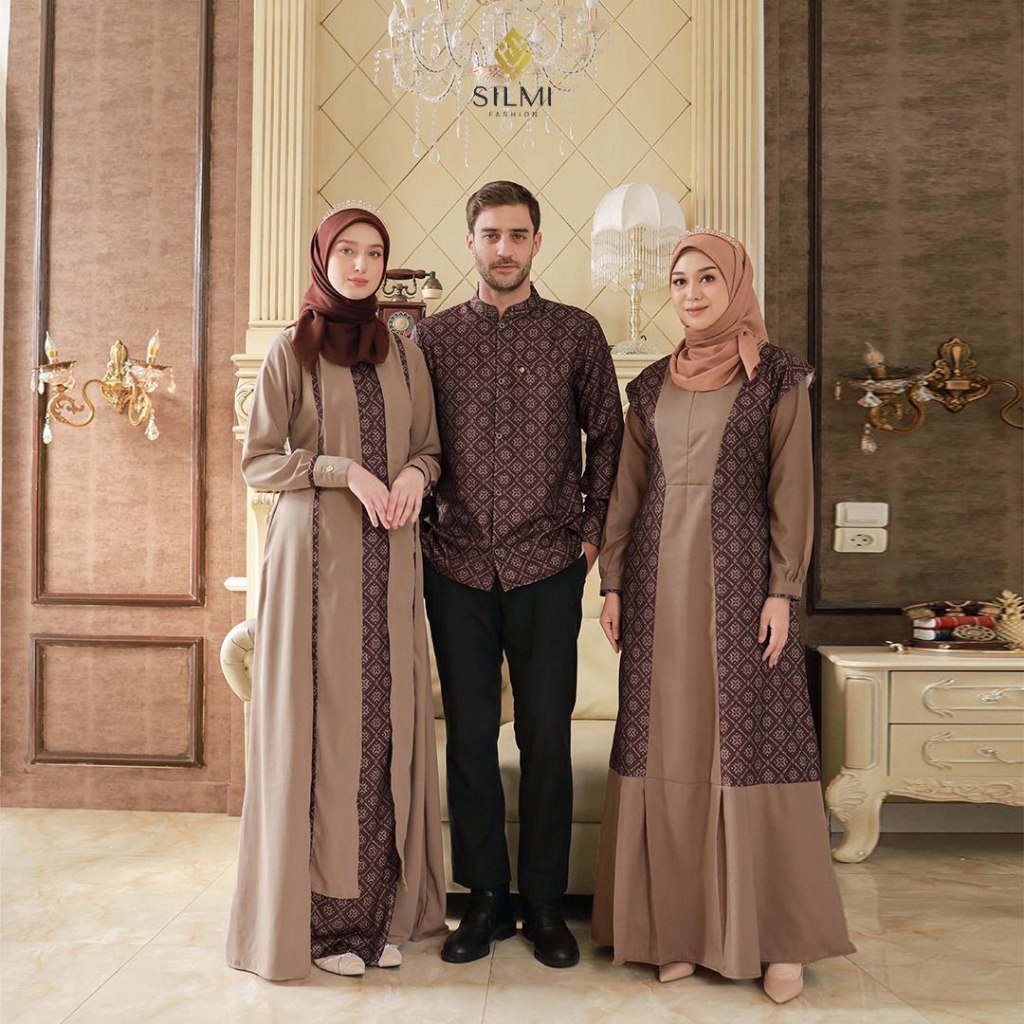 SARIMBIT KATUN SILMI FASHION BAJU SET COUPLE KOKO DAN GAMIS WARNA UNGU