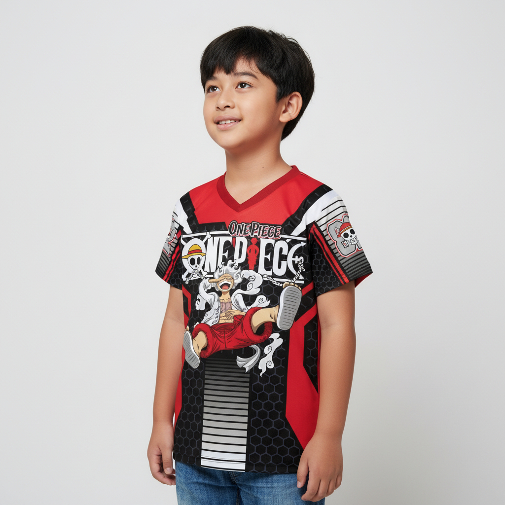 BAJU JERSEY ANAK LAKI LAKI DAN PEREMPUAN STRAW HAT PIRATES ANIME ONE PIECE / BAJU OLAHRAGA UNISEX KE