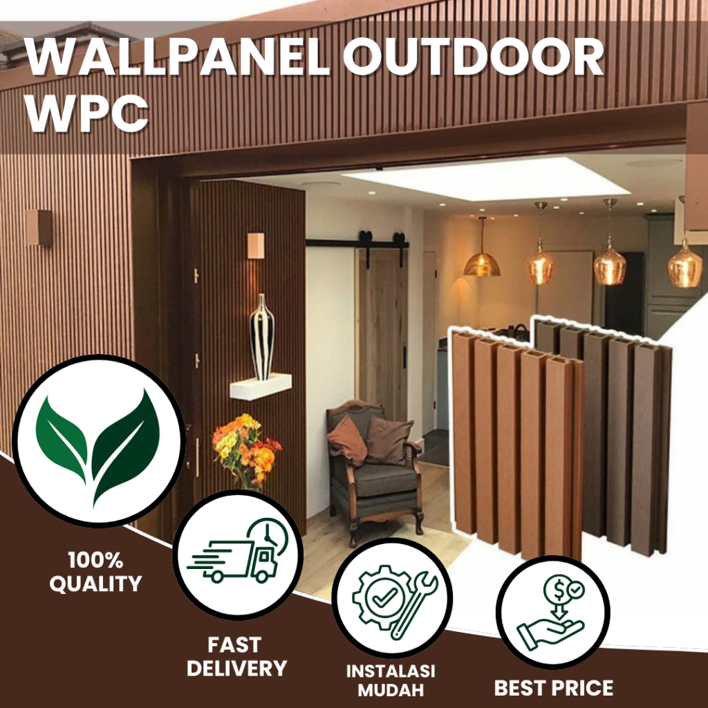 WPC Wallpanel Outdoor | Wall panel Exterior Rumah | Wallpanel Outdoor Motif Kayu