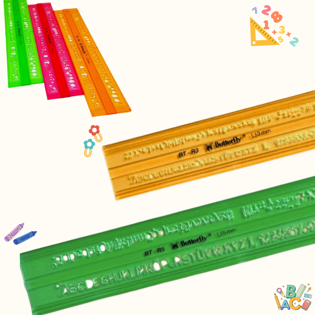Penggaris mal huruf  / Butterfly Mal Huruf 3/5mm BT-R3/R5 -  Penggaris Sablon Butterfly