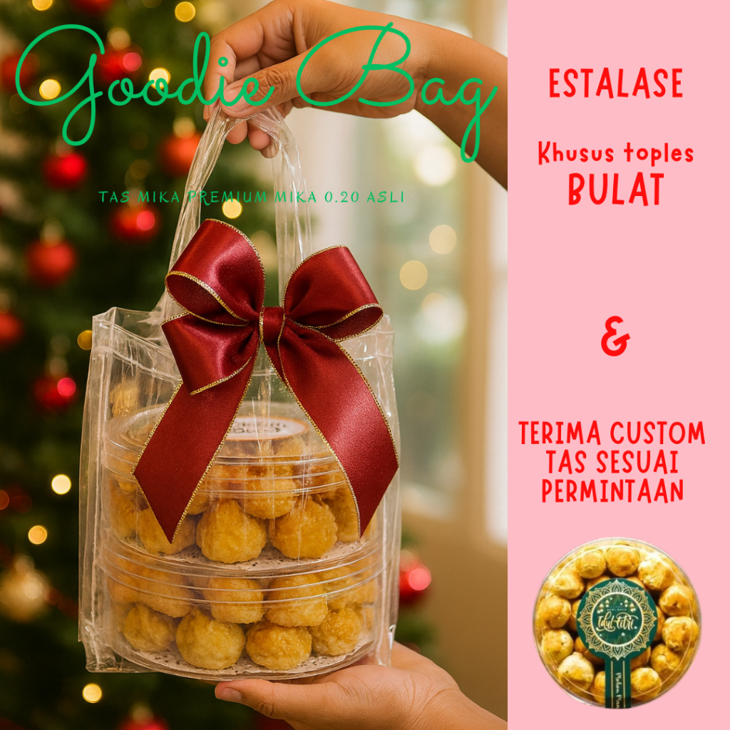 GoodieBag Tas Kue Kering toples 500gram 250gram Tas mika souvernir besek 12x12 kotak nasi 12x12