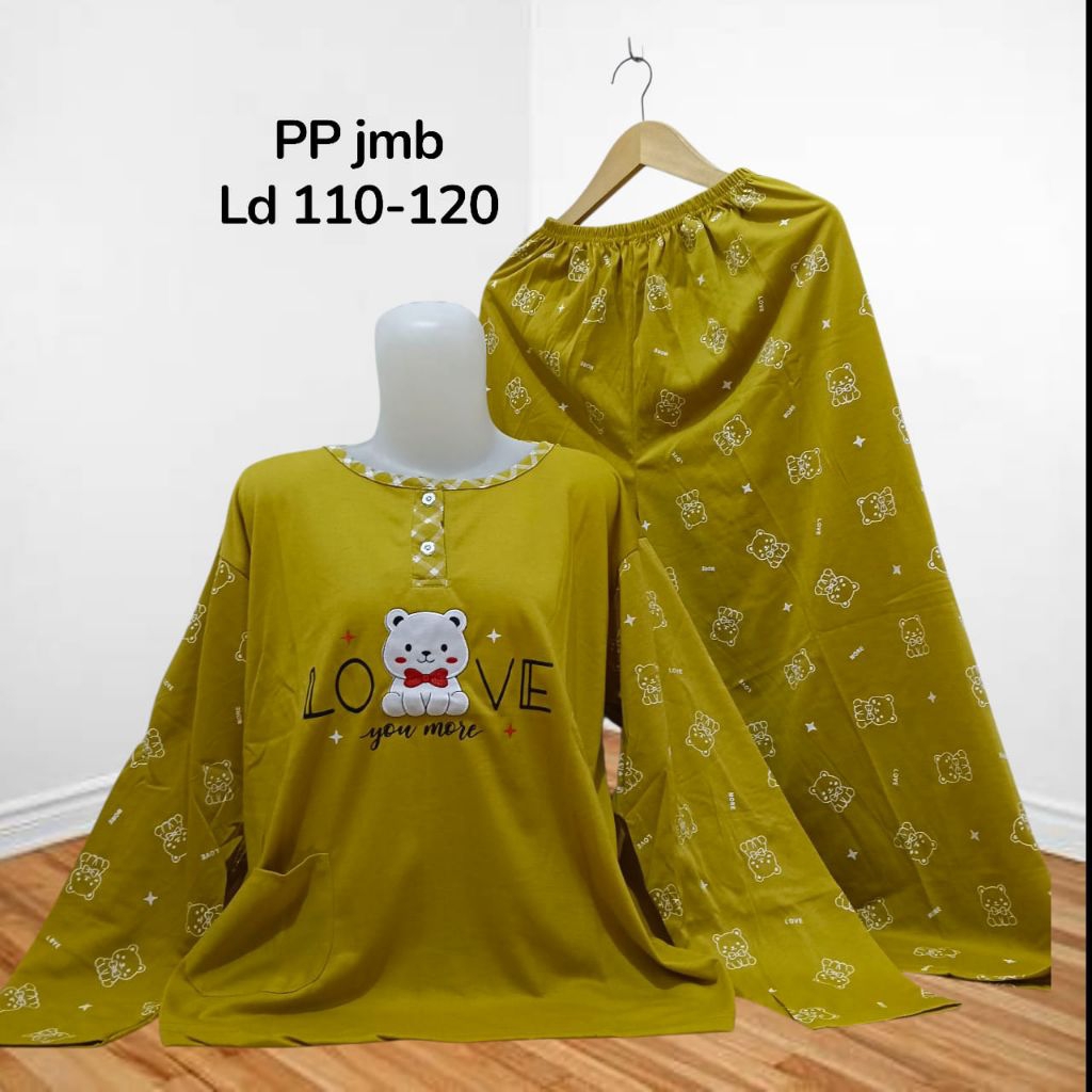 Set PP Baju Tidur Wanita Kaos Tebal PP Jumbo LD 110-120cm