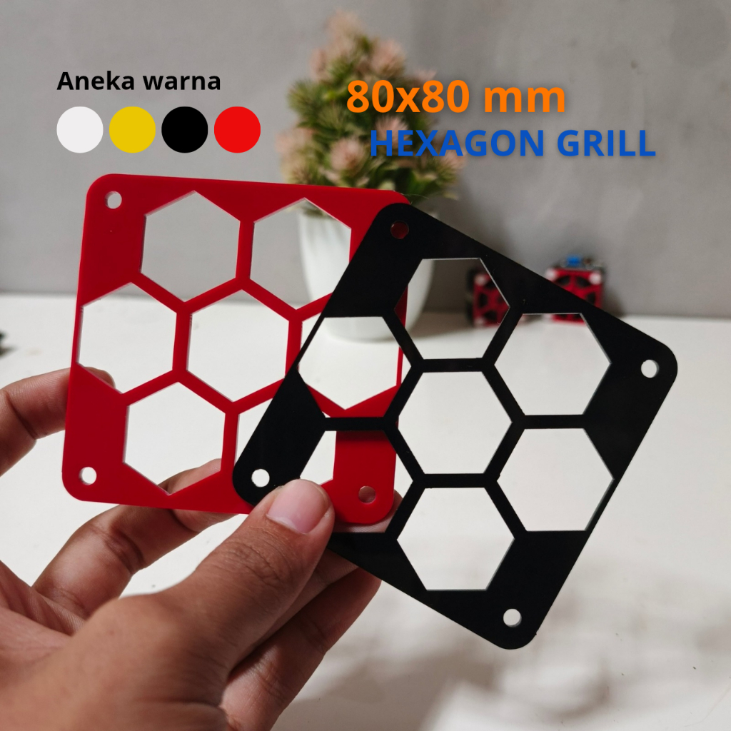 Grill/Pelindung Fan 8cm Hexagonal Akrilik / Grill Fan 8x8