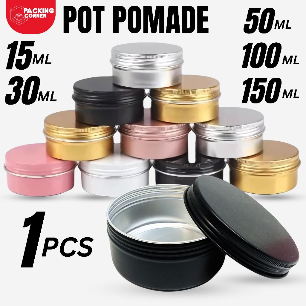 POD Alumunium Pomade Lulur 15ML 30ML 50ML 100ML 150ML Kaleng Pot Salep Wadah Refill Isi Ulang