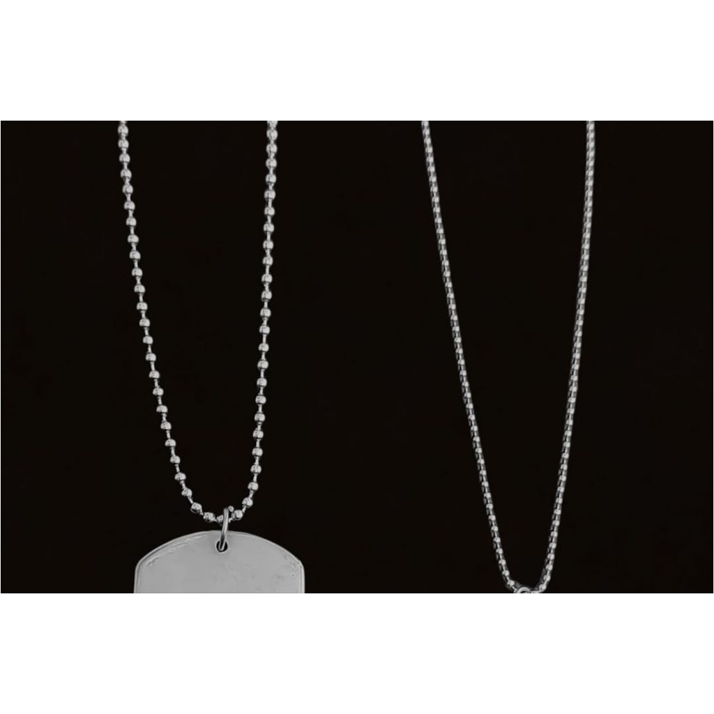 Kalung Pria Militer titanium silver Ukuran besar dan sedang