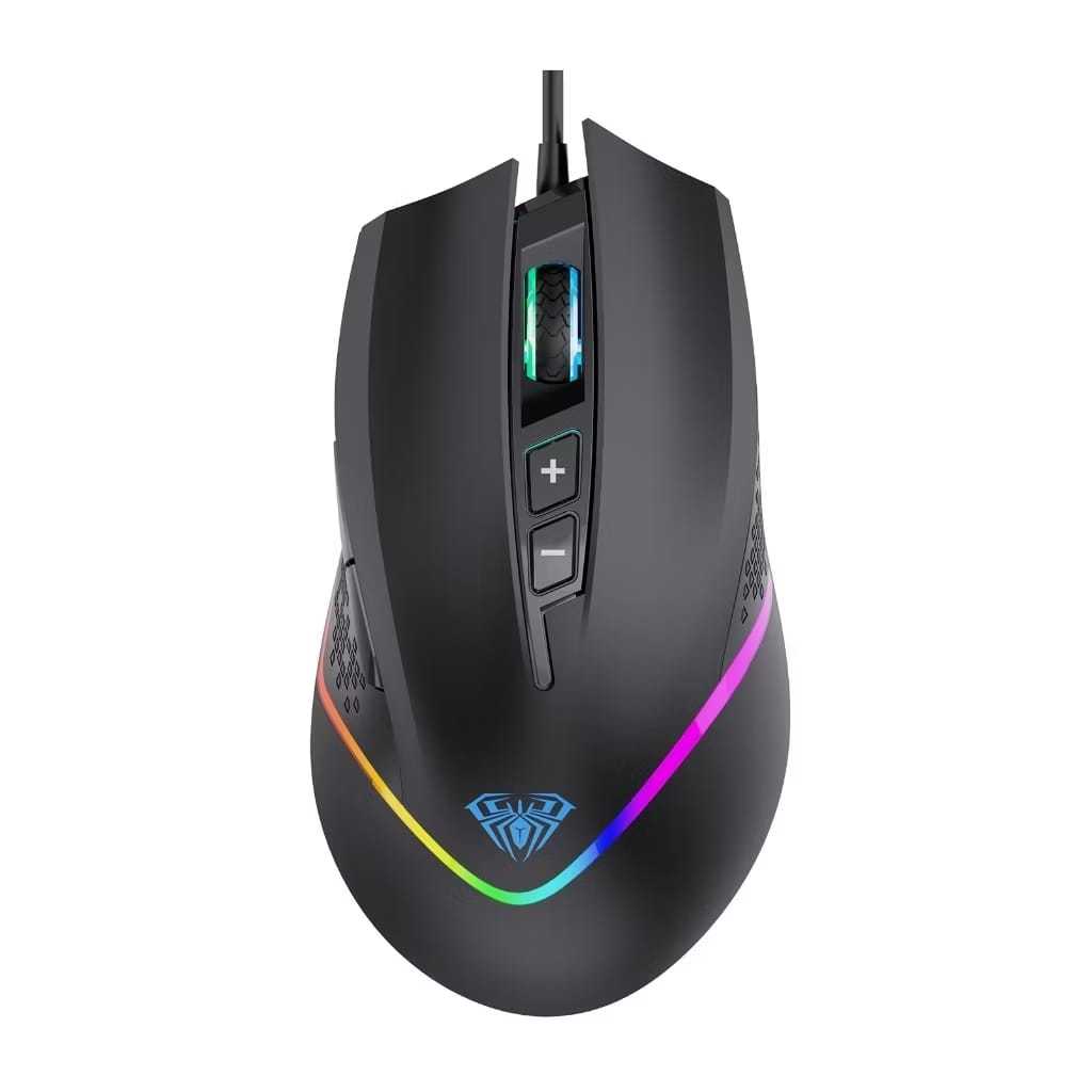 AULA F805 Gaming Mouse with Side Buttons Click RGB Rainbow LED Backlit 6400 DPI Adjustable Ergonomic