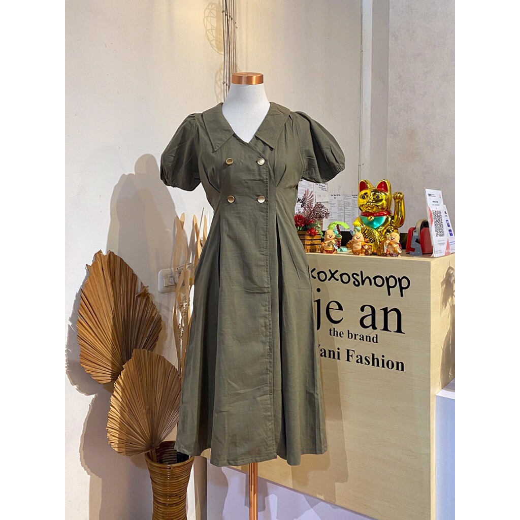 MONOCLOTHING - ANYA DRESS - DRESS WANITA BERKERAH - LENGAN PENDEK BALON