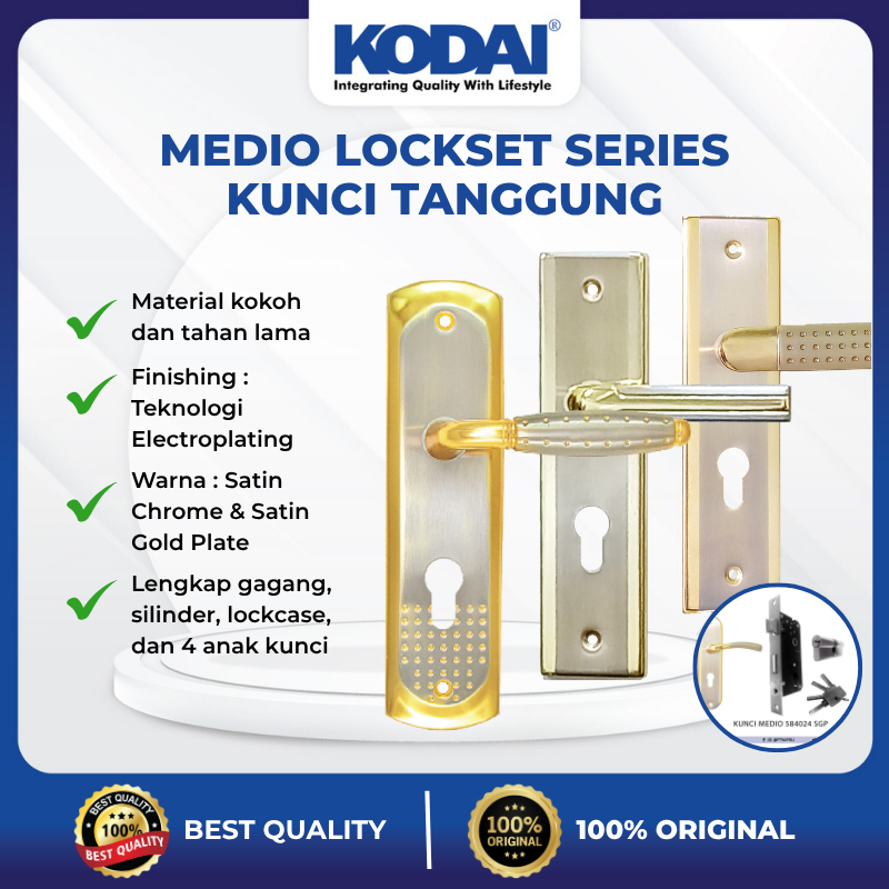 KODAI Full Set Gagang Pintu Kunci Tanggung MEDIO Lockset Series 20cm Door Handle High Quality