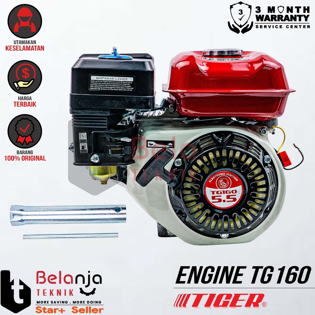 Mesin Penggerak Bensin TIGER TG 160 GX 160 5.5 Hp Engine Penggerak Serbaguna TG160 GX160 5.5Hp