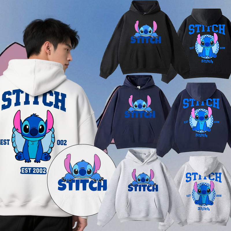 Hoodie dengan Tema Stitch dari "Lilo & Stitch", Gaya Animasi Imut Sci-Fi, Sama untuk Remaja Pria dan