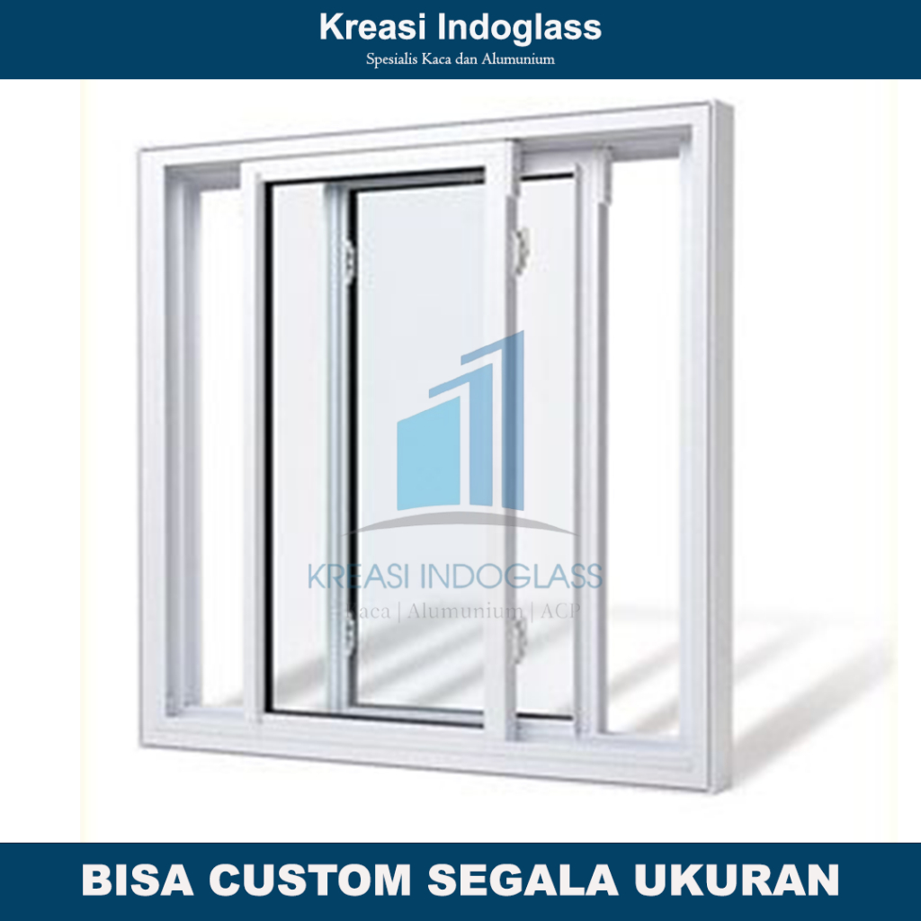 Jendela Aluminium Kaca Sliding 2 Daun