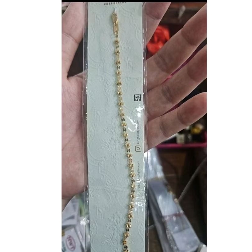 gelang serut bintang star permata putih emas asli 375 8k adjustable