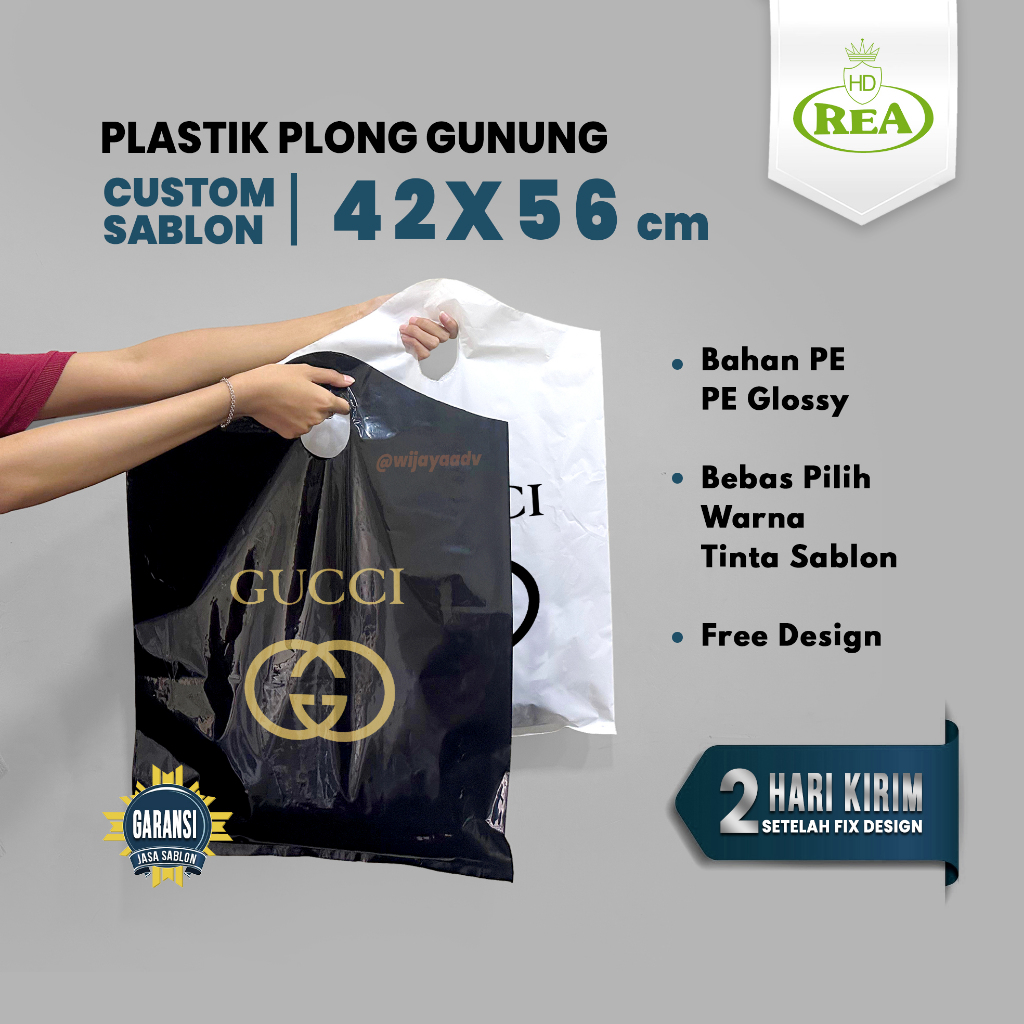 SABLON PLASTIK PE PLONG GUNUNG 42x56 CUSTOM DESIGN KANTONG TAS KRESEK MURAH CETAK LOGO BRAND OLSHOP