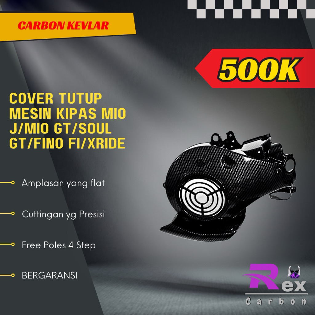 Cover Tutup Mesin Kipas Mio J Mio GT Soul GT Fino Fi Xride Carbon Kevlar Karbon Fiber