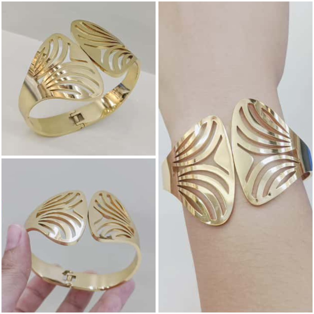 Gelang titanium coral tree hollow bangle