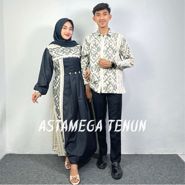 GAMIS TENUN ZARA WHITE Couple Modern - Dress Tenun Wanita - Kemeja Tenun Pria - Baju Couple Etnik